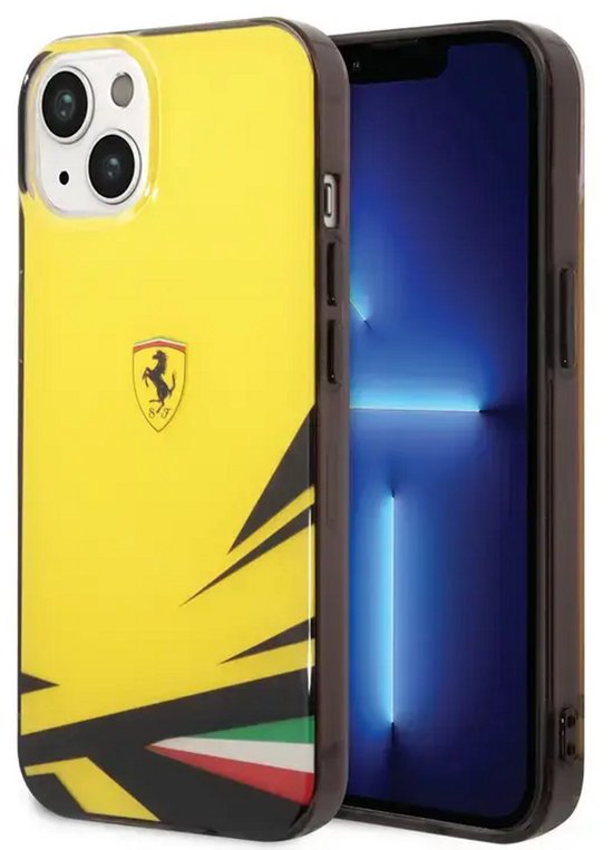 Ferrari iPhone 14 & 13 Backcover hoesje - Double Layer Print - Geel van Merkloos