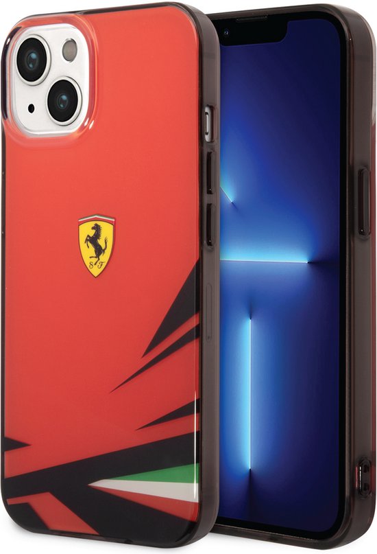 Ferrari iPhone 14 & 13 Backcover hoesje - Double Layer Print - Rood van Merkloos