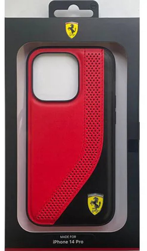 Ferrari iPhone 14 Pro Backcover hoesje Pu Perforated - Rood van Ferrari