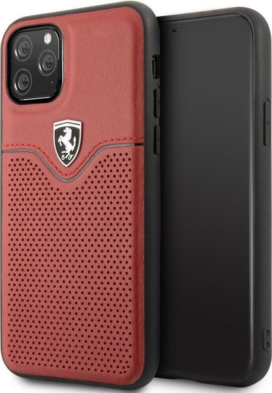 Ferrari Perforated Leather Hard Case - Apple iPhone 11 Pro Max - Rood van Merkloos