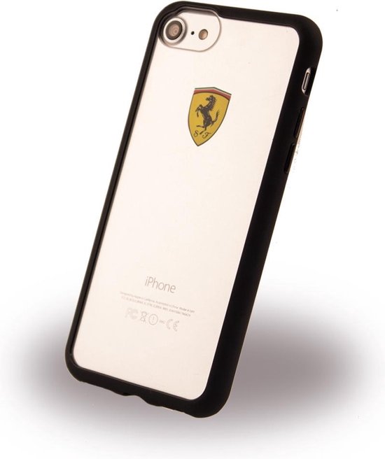Ferrari - Transparant - hoesje voor iPhone - 7 / 8 / SE - 2020 / SE - 2022 - transparant - en - zwart van Merkloos