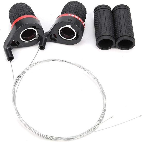 Fiets Shifters - Versnellingshendels Mountainbike - Snelheid Veranderen - Antislip Rubber Grip - 2.25 cm Diameter - Rood Zwart