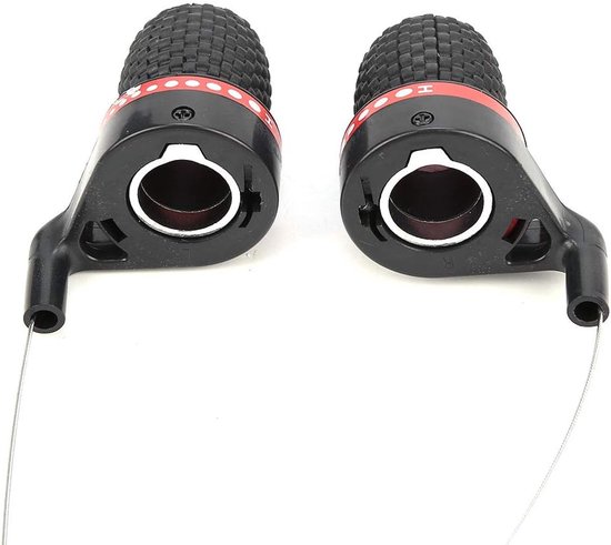 Fiets Versnelling Handvatten - Shifter Set - Mountainbiken - Anti-slip Grip - Universeel 2.25cm - Zwart Rood