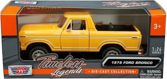 Ford Bronco 1978 Geel 1-24 Motormax van Ford