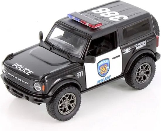 Ford Bronco Politie (Zwart) (12 cm) 1/36 Kinsmart {Modelauto - Schaalmodel - Miniatuurauto} van Ford
