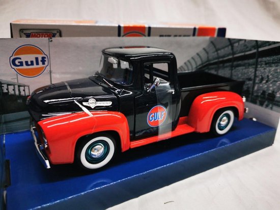 Ford F-100 Pick Up 1956 "Gulf" Donkerblauw / Rood 1-24 Motormax van Ford
