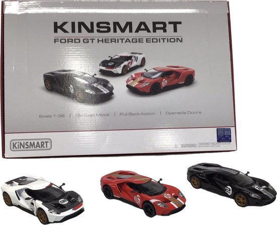 Ford GT Heritage Edition Pull-back motor verkrijgbaar in 3 kleuren verkoop per stuk - Kinsmart - 12,5 cm van Ford