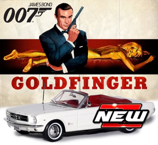 Ford Mustang Convertible 1964 "James Bond 007 Goldfinger" Wit 1-24 Motormax van Ford