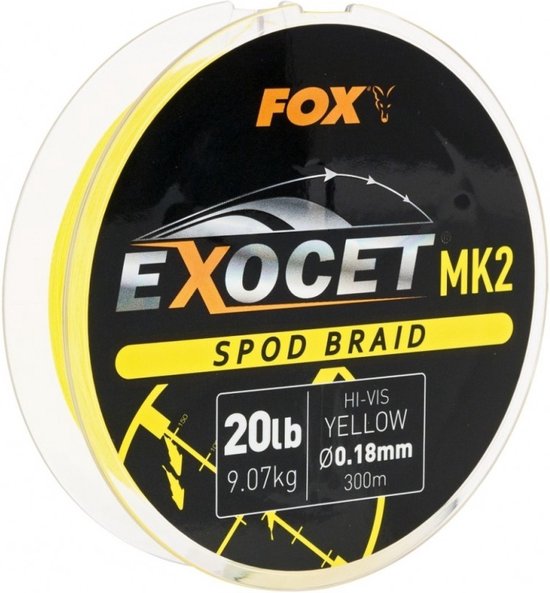 Fox International Exocet Spod Vlecht 300 M Geel 0.180 mm van Fox