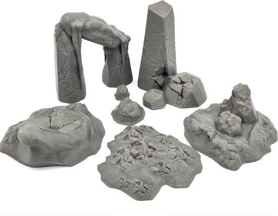 - Frozen Rocks Stone Bundel Compatibel met Frozenheim - Fantasy Scatter Terrain Scenery voor Tafelblad & RPG 28-32 mm Miniaturen Wargame Rekwisieten DnD & D, 3D-geprint en overschilderbaar