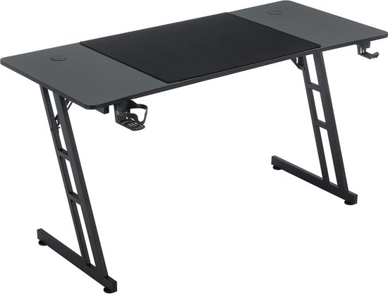 Gamer Bureau 140x60cm met Bekerhouder en Koptelefoonhaak - Ergonomische PC Tafel van Merkloos