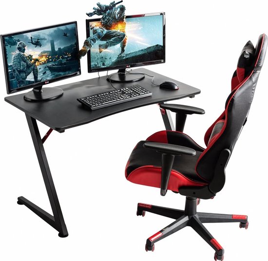 Gamer Bureau met Driehoekig Z-Frame voor Twee Monitoren van Merkloos