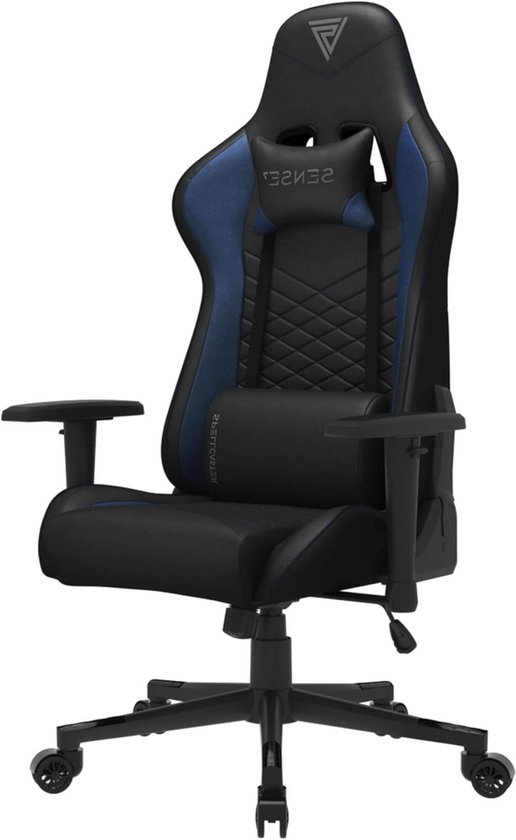 Gamer Stoel - Gamingstoel Speelstoel - Comfortabel Gametijd - Verstelbare Rugleuning - 57 x 70 x 126 cm - Zwart Blauw