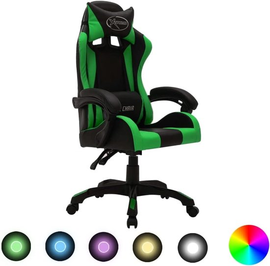 Gamestoel - Comfortabele stoel - Gaming en werk - Geïntegreerde LED-verlichting - 30 x 60 x 80 cm