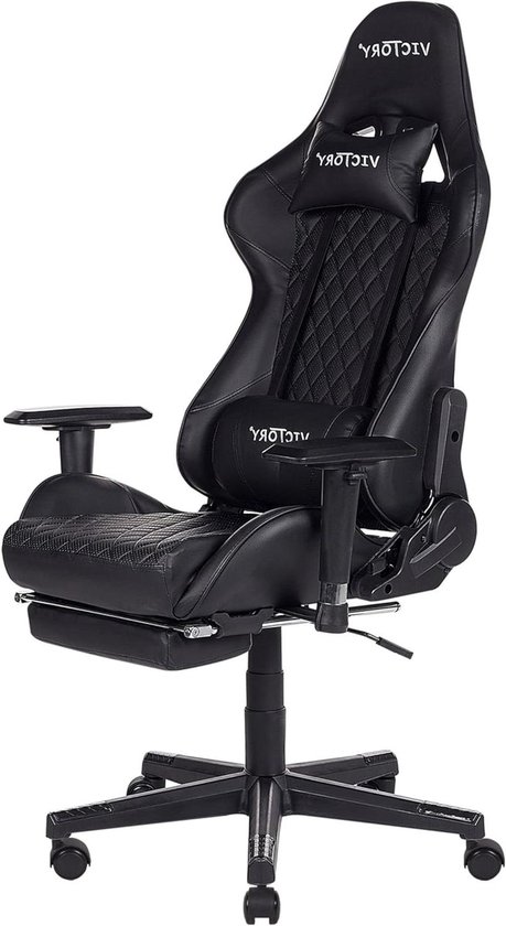 Gamestoel Ergonomisch - Gaming stoel - Comfortabel Zitten - Uittrekbare Voetsteun - 55x60x132 cm - Zwart