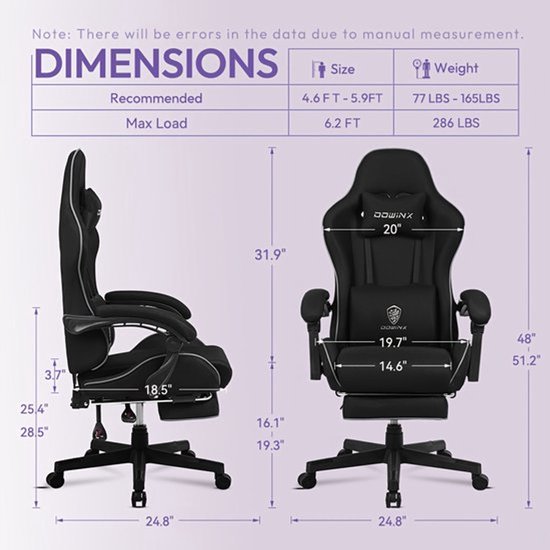 Gamestoel – Gaming Chair – Gaming Stoel – Game Stoel – Bureaustoel – Ergonomische High Back Rugleuning – Pocketveren Zitting – Verstelbaar – Met Metalen Frame – Max. Belastbaar 136 kg