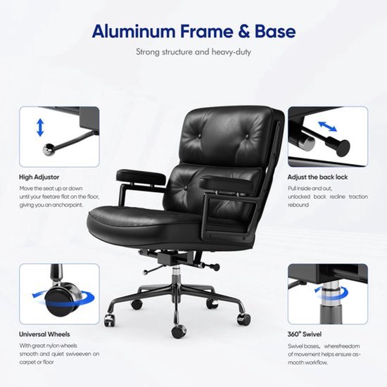 Gamestoel – Gaming Stoel – Bureaustoel – Game Stoel – Gaming Chair – Echt Lederen Bekleding – Ergonomisch Met Verstelbare Rugleuning van Merkloos