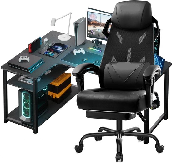 Gamestoel – Gaming Stoel – Bureaustoel – Game Stoel – Racing Chair – Verstelbare Zit- en Rugleuning – 360° Draaibaar Met Geruisloze Wielen