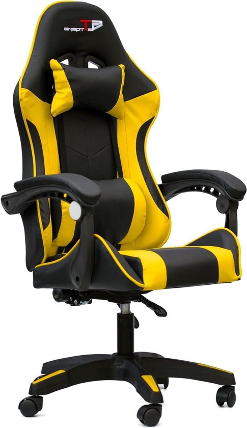 Gamestoel - Gaming stoel bureaustoel - Langdurig comfort - Ergonomische rugondersteuning - Universal - Zwart en Geel van Merkloos