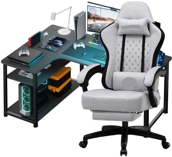 Gamestoel – Gaming Stoel – Bureaustoel – Racing Stoel – Game Chair – Verstelbare Zithoogte – 360° Draaibaar Met Geruisloze Wielen van Merkloos