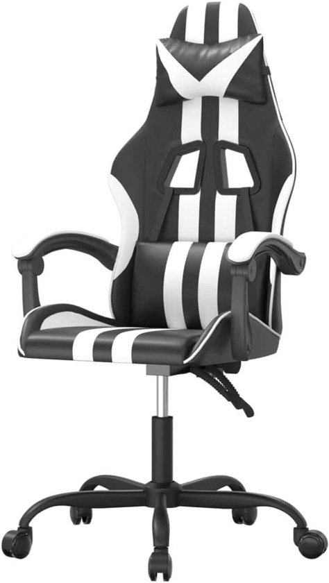 Gamestoel - Gaming stoel - Comfortabel gamen - Verstelbare rugleuning - 1 stuk - Zwart wit