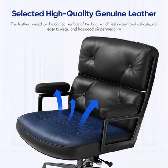 Gamestoel – Gaming Stoel – Game Stoel – Bureaustoel – Gamingchair – Echt Leren Bekleding – Ergonomisch Met Verstelbare Rugleuning van Merkloos