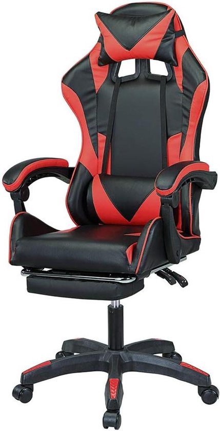Gamestoel - Race stoel bureaustoel - Comfortabel werken gamen - Verstelbare lendensteun voetensteun - 61 x 67 x 127 cm