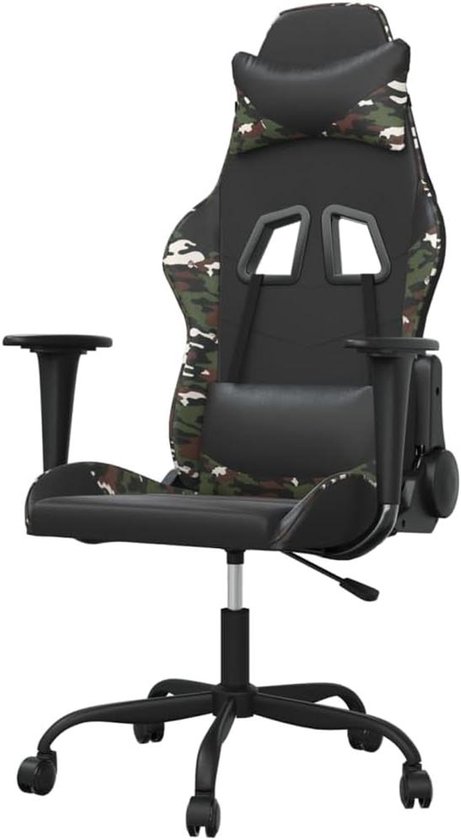 Gamestoel - Race Stoel Computerstoel - Comfortabel Gamen - Verstelbare Rugleuning Voetensteun - 66x56x131 cm - Zwart Camouflage