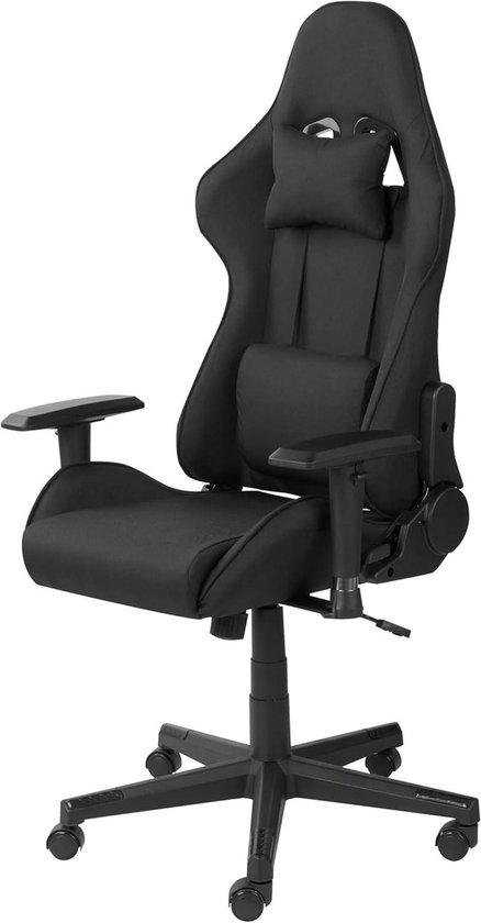 Gamestoel Stof - Ergonomische Stoel - Comfortabel Zitten - Verstelbare Rugleuning - 132 cm - Zwart
