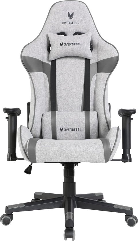 Gamestoel Stof - Race Stoel Computerstoel - Comfortabel Zitten - Ademende Stof - Tot 120 kg - Grijs