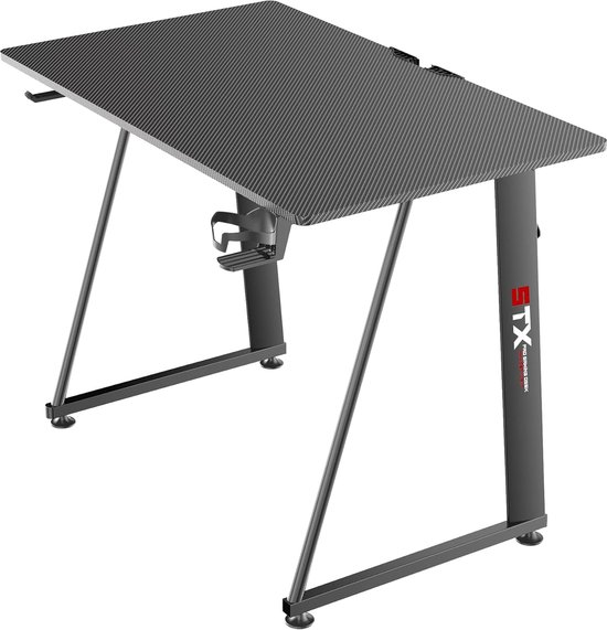 Gaming bureau - Computer tafel - Thuiswerken gamen - Ergonomisch ontwerp - 100x60 cm - Carbon look