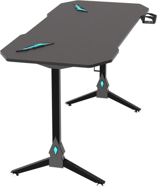 Gaming Bureau - Computer Tafel - Thuiswerken Spelen - Geïntegreerde Verlichting - Rechthoekig Oppervlak - Zwart