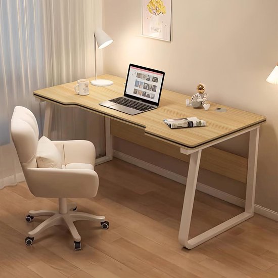 Gaming Bureau - Computer Tafel Werkplek - Studeren Thuiswerken - Robuuste Constructie - 80x50cm - Natuurlijk van Merkloos