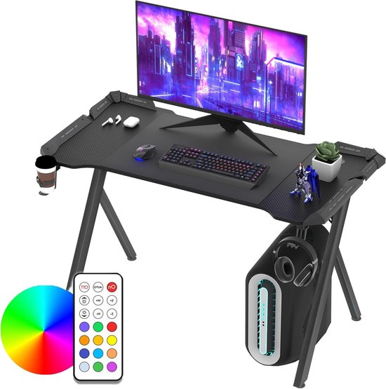 Gaming bureau - Computertafel Werkstation - Gaming en Kantoor - Y-frame Stabiliteit - 160 x 60 x 75 cm - Zwart