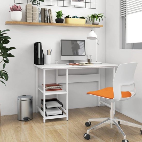 Gaming Bureau - Computertafel Werktafel - Thuiswerken Gamen - Industriële Stijl - 105 x 55 x 72 cm - Wit