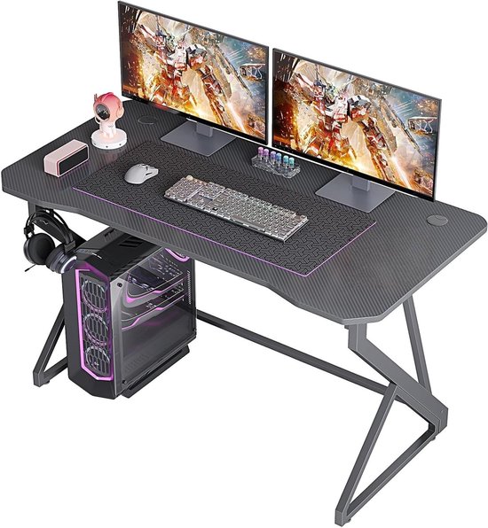 Gaming Bureau - Gamer Werkstation - Intensief Gamen - Z-vormige Stevige Poten - 40 Inch - Koolstofvezel Grijs van Merkloos