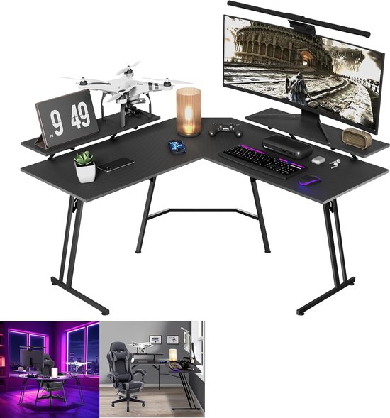 Gaming Bureau - Hoekbureau Bureau - Thuiswerken Gamen - Stabiele Constructie - 120 x 73 x 46 cm - Zwart van Merkloos