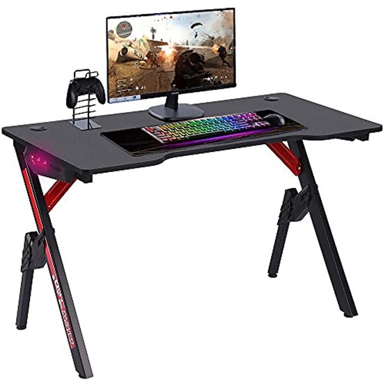 Gaming Bureau met LED-verlichting en Muismat - 120x60 cm voor Perfecte Online Gaming van Merkloos