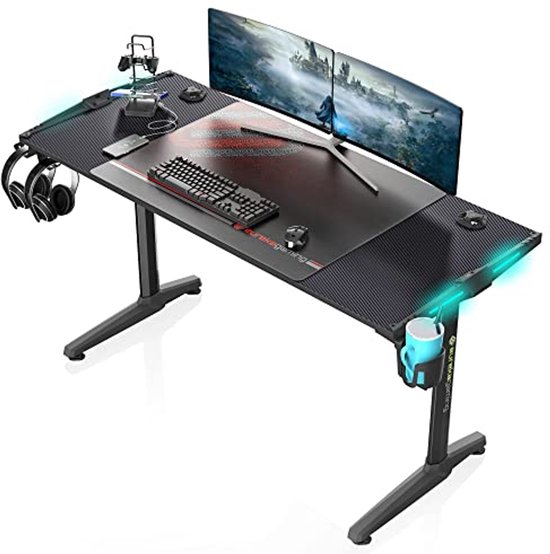 Gaming Bureau met LED Verlichting en RGB - 148 x 60 cm van Merkloos