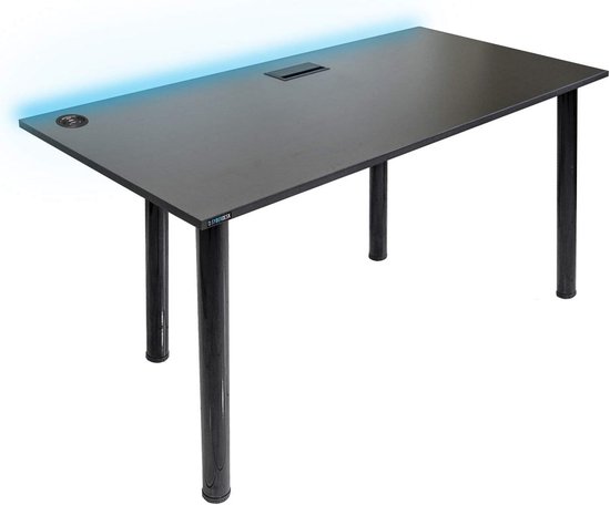 Gaming Bureau met LED Verlichting en USB Poorten - Zwart van Merkloos