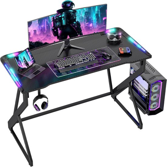 Gaming Bureau met RGB Verlichting en Z-frame Design - 100 x 50 cm PC Bureau voor E-sport van Merkloos