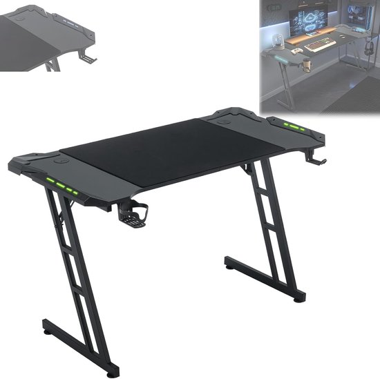 Gaming bureau - PC tafel - Intensief gamen - Z-frame constructie - 120 x 60 cm - Zwart van Merkloos