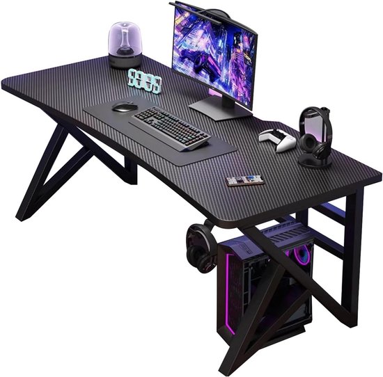 Gaming Bureau - PC Tafel - Thuiswerken Studeren - K-vormig Frame - 140cm - Zwart