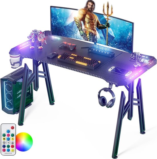Gaming bureau - PC tafel werkplek - Gaming en werken - Met RGB verlichting