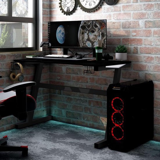 Gaming Bureau - Speel Bureau - Intensief Gamers - Met LED Verlichting - 90x60x75 cm - Zwart