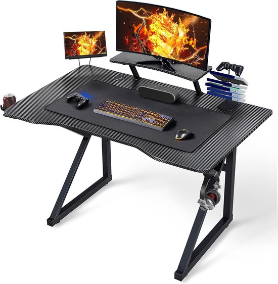 Gaming Bureau - Speeltafel Computer - Comfortabel Gamingsessies - Inclusief Accessoires - 110 x 70 cm - Zwart