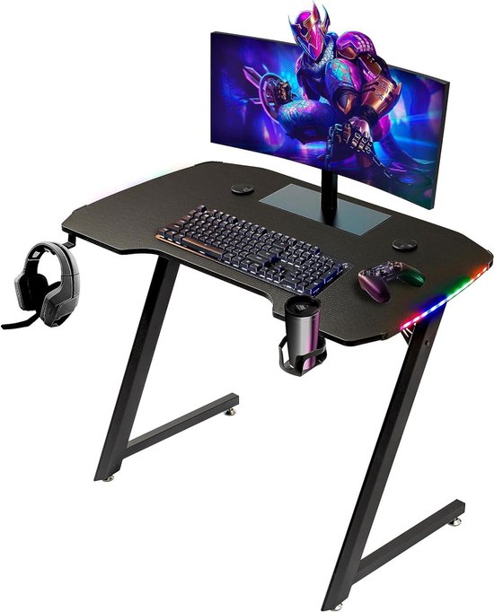 Gaming bureau - Speeltafel Werkplek - Productief Werken - Ergonomisch Design - 100x60 cm - Zwart van Merkloos
