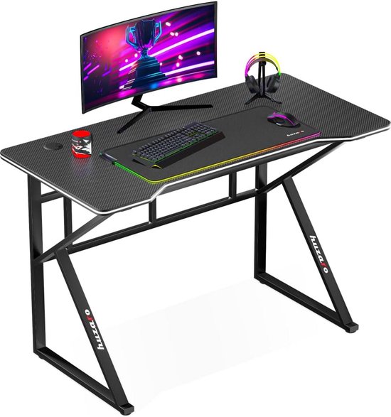 Gaming Bureau - Werkplek Bureau - Productief Werken - Dubbele Kabeldoorvoer - 120x60 cm - Zwart