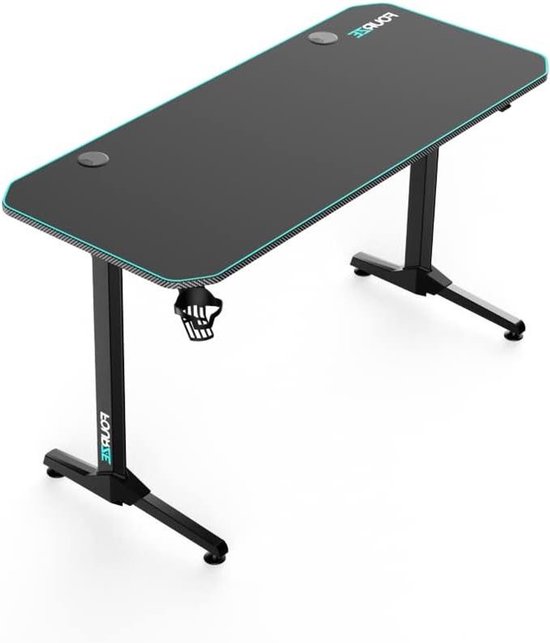 Gaming Bureau - Werkstation Bureau - Comfortabel Gamen - Geïntegreerde Kabelgoot - 140 x 60 cm - Zwart Groene Rand van Merkloos