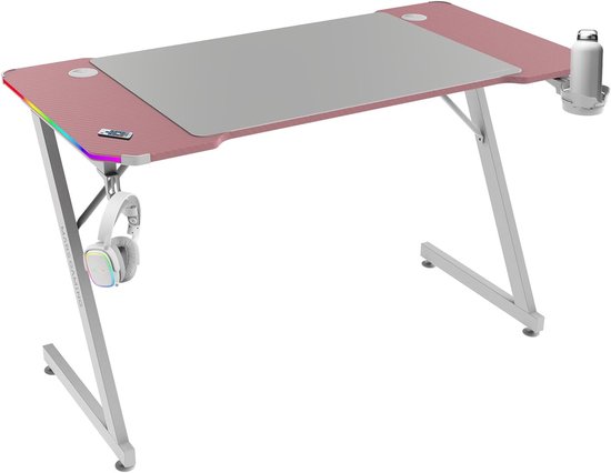 Gaming Bureau - Werkstation Bureau - Comfortabel Spelen - Geïntegreerd Kabelbeheer - 120x60cm - Roze
